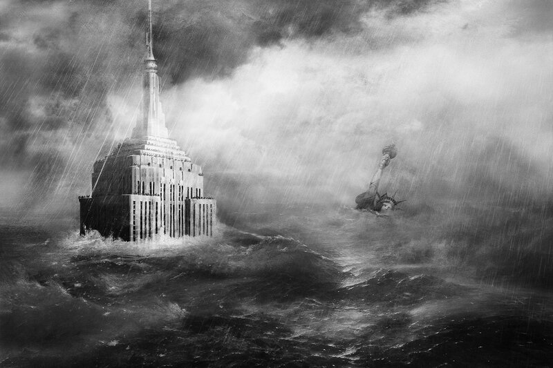 Flooded Cityscape — Black