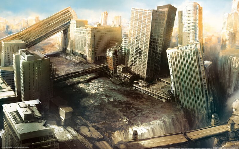 Flooded Cityscape — Brown, Dramatic