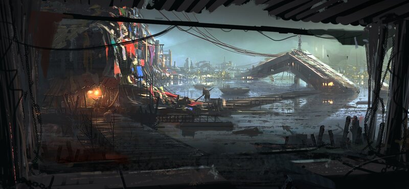 flooded cityscape concept art