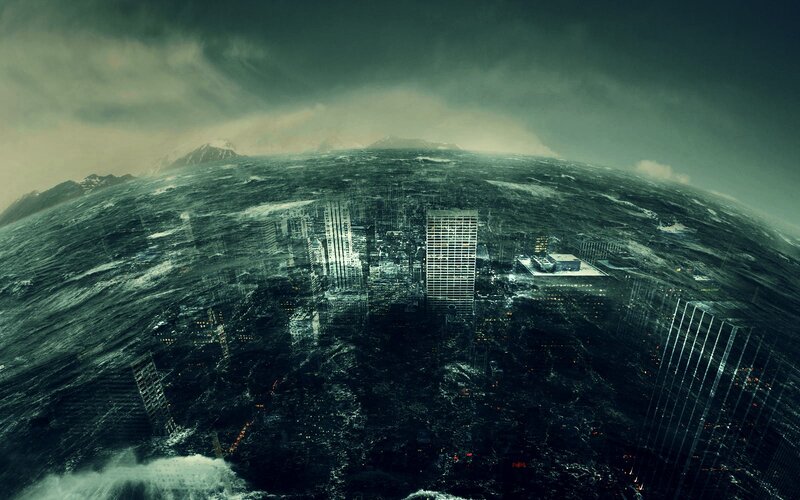 Flooded Cityscape — Green