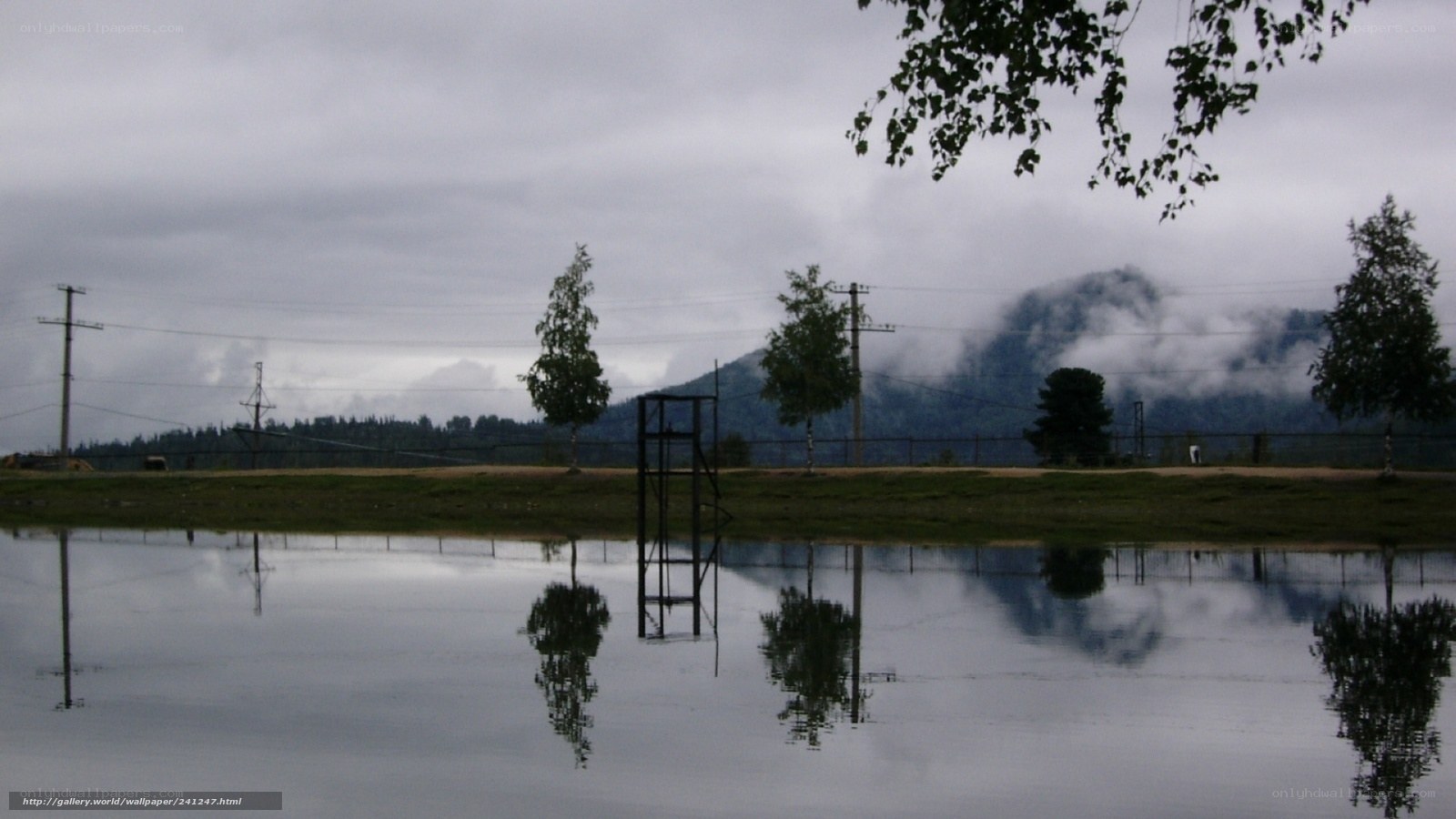 Flooded field with mountain view