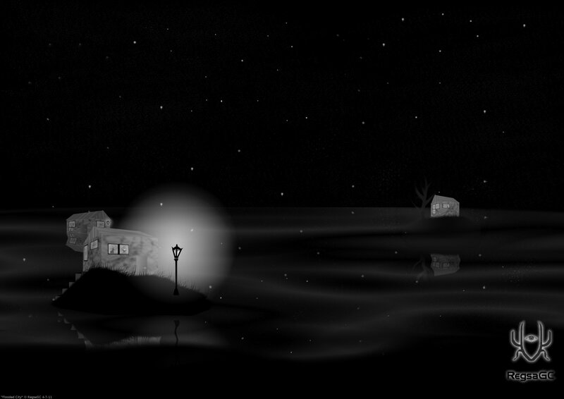 Flooded Houses at Night