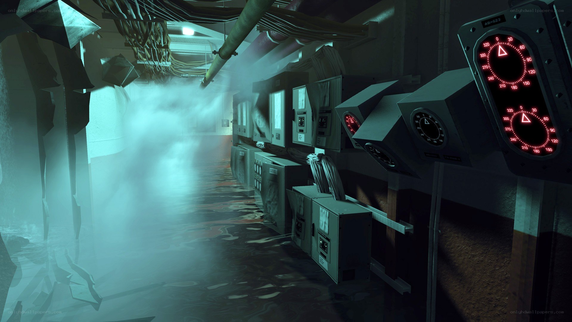 flooded industrial corridor
