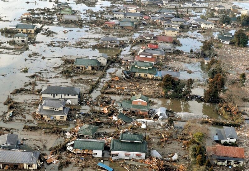 Flooded Japanese town