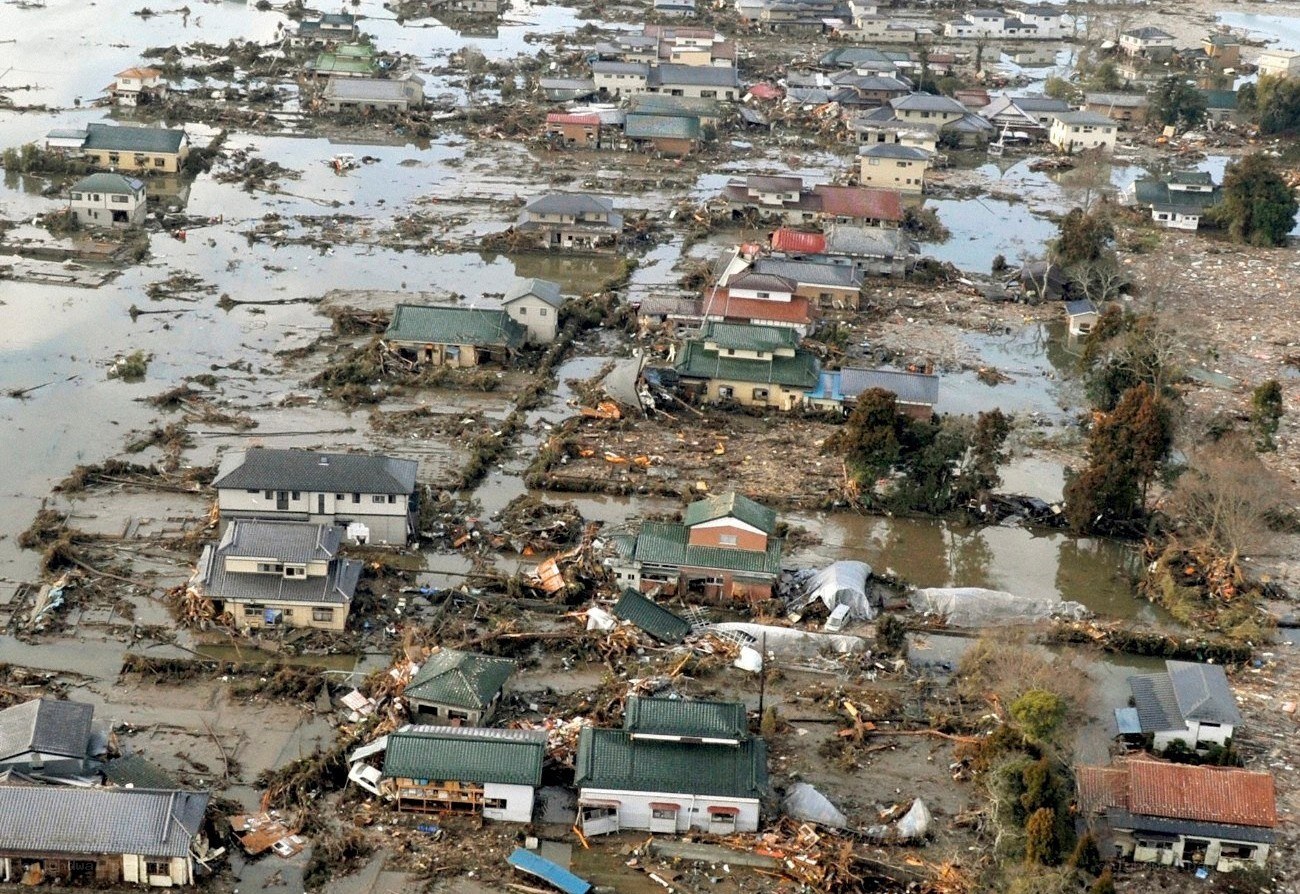 Flooded Japanese town