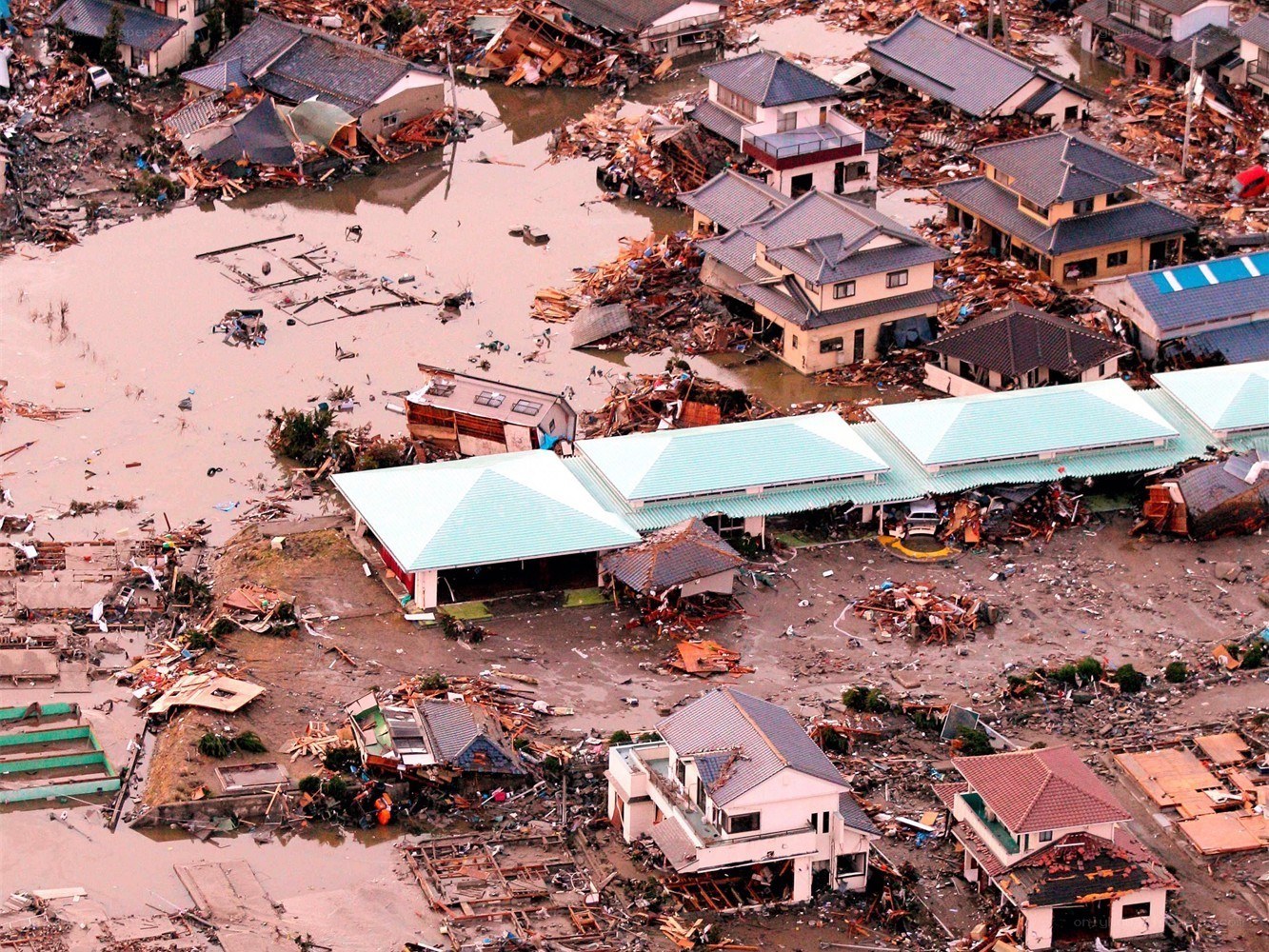 Flooded Japanese town