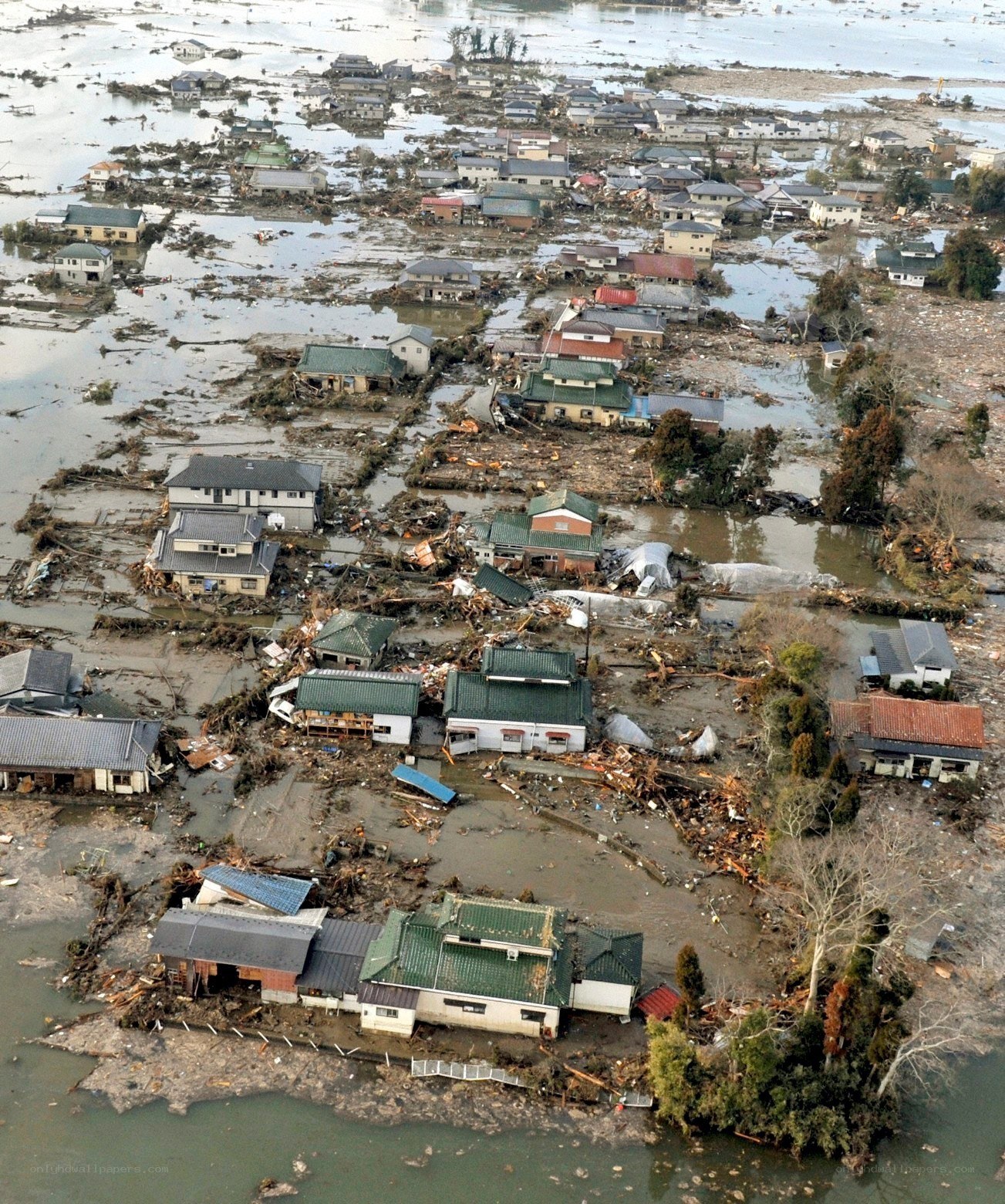 Flooded Japanese town