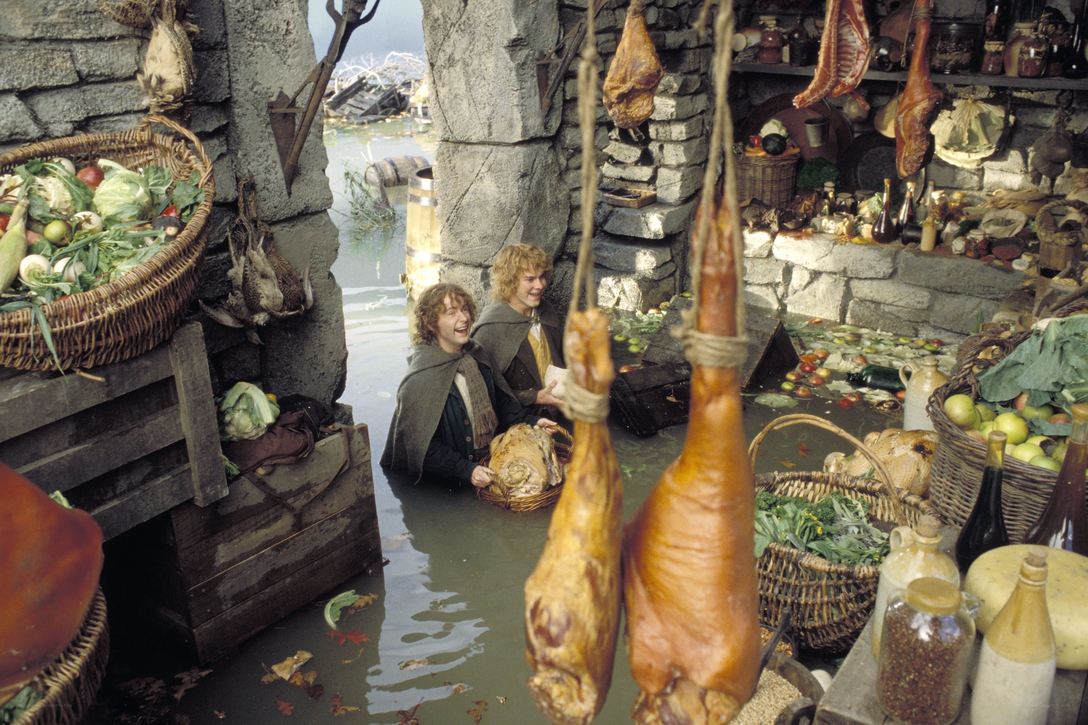 Flooded market scene