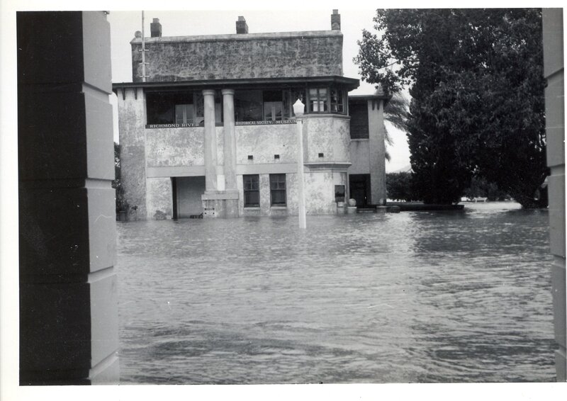 Flooded museum building
