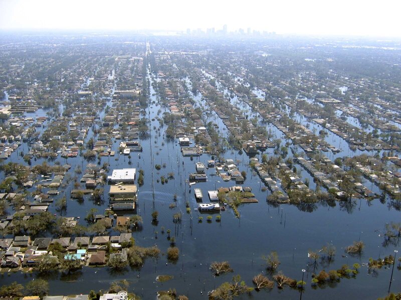 Flooded residential area after hurricane