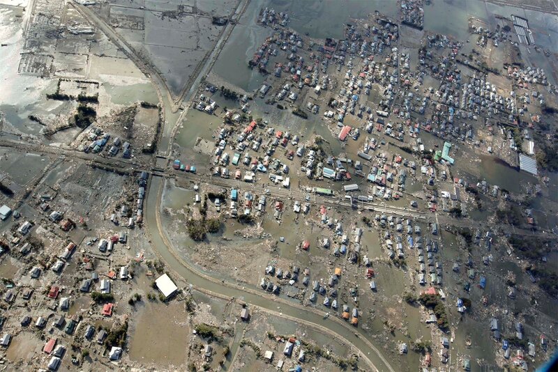 Flooded Residential Area — Brown, Devastated, Photograph
