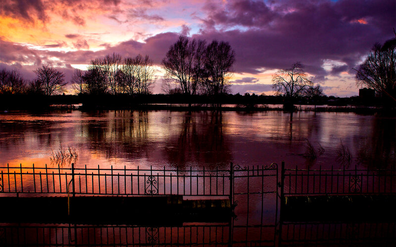 Flooded River at Sunset — Purple
