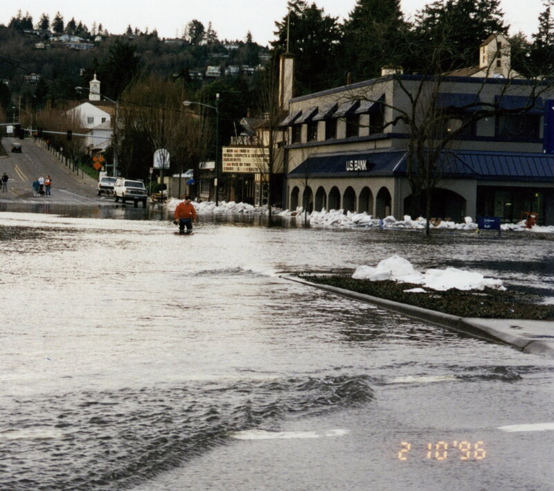 Flooded street in Lake Oswego
