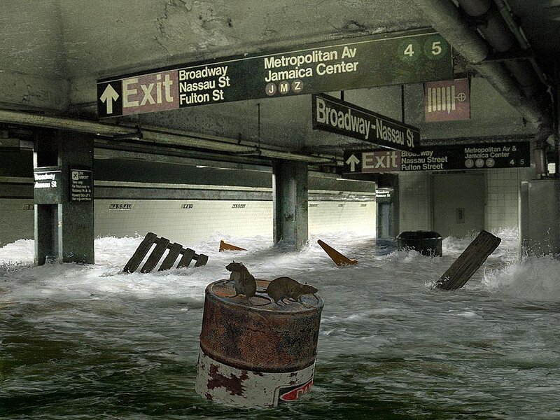 Flooded subway station