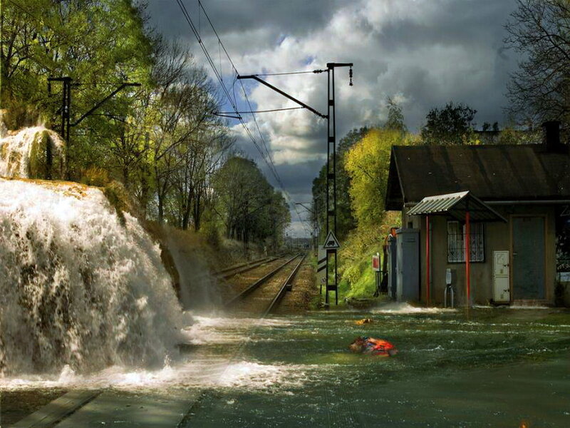 Flooded Train Station
