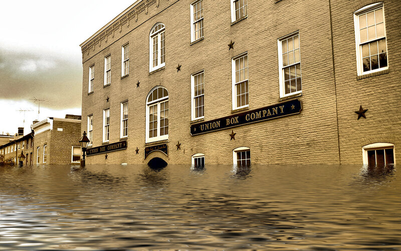 Flooded Union Box Company building