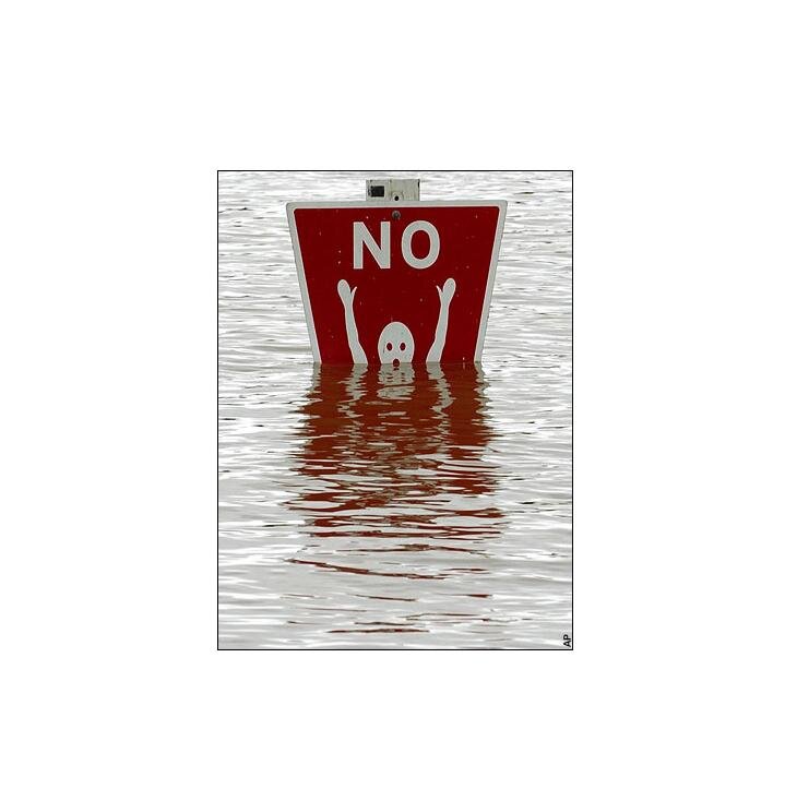 Flooded warning sign