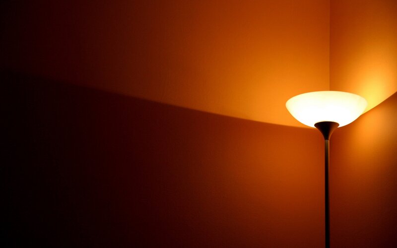 Floor Lamp in Corner — Orange