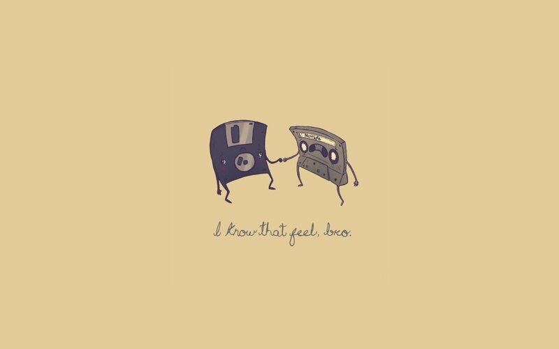 Floppy Disk and Cassette — Beige, Nostalgic