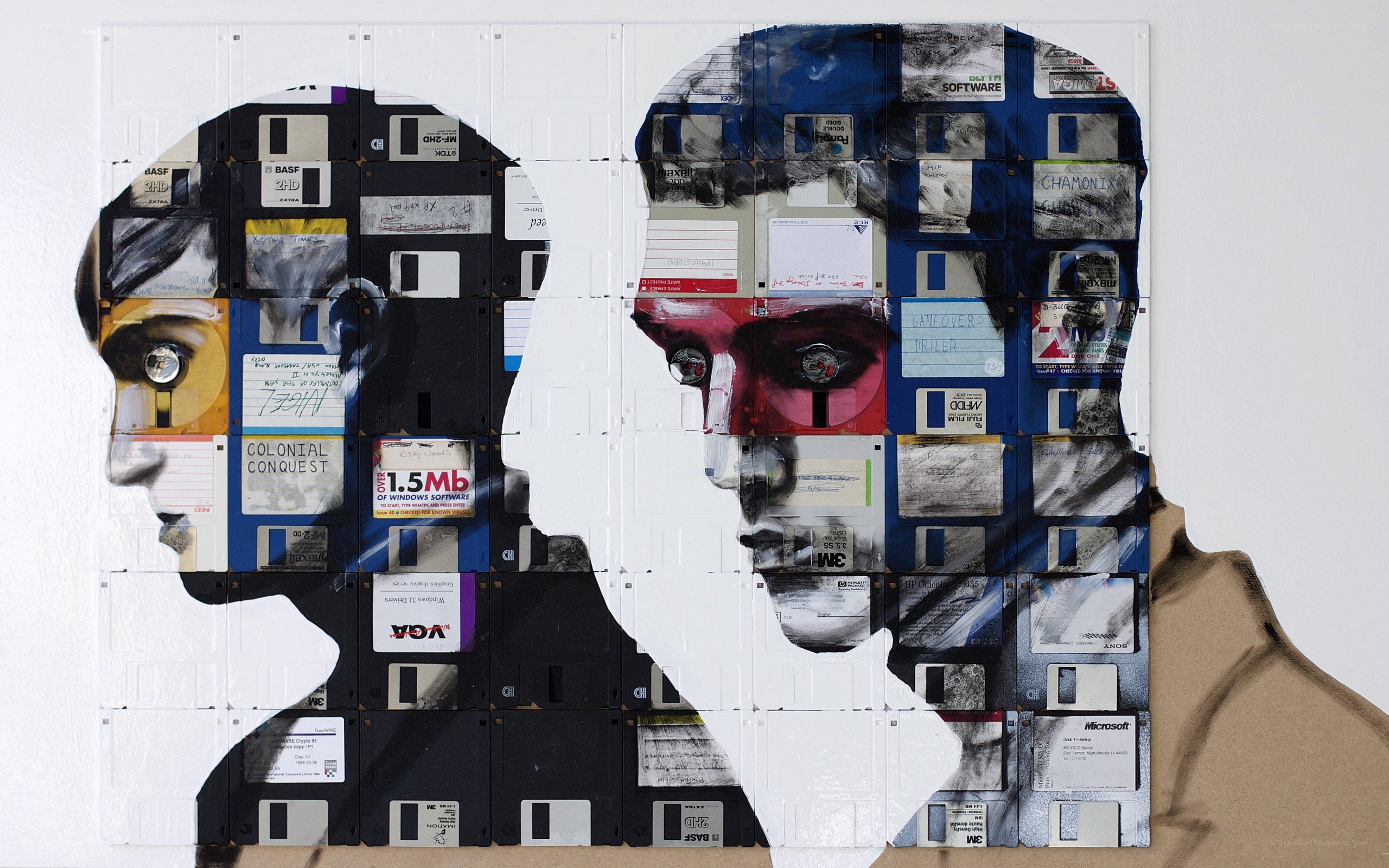 Floppy disk portrait collage