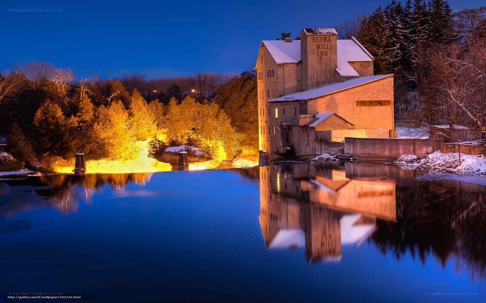 Flora Mill Inn at dusk