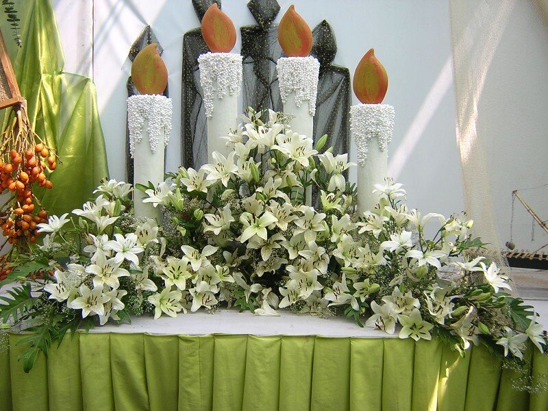 Floral altar with candles