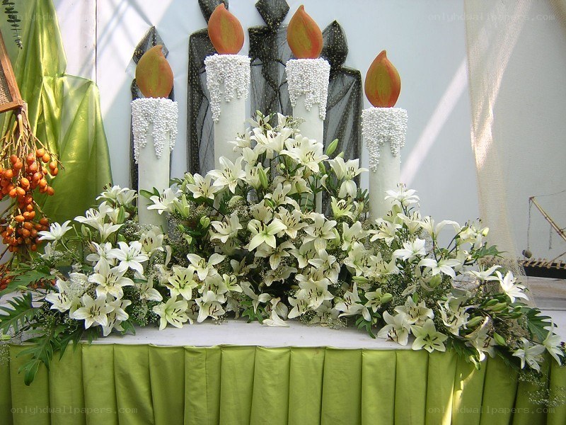 Floral altar with candles
