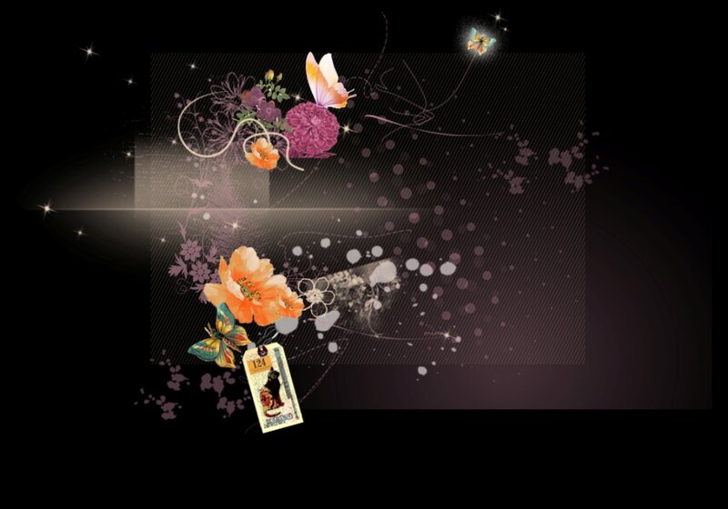 Floral and Butterfly Collage — Black