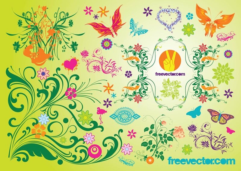 Floral and Butterfly Pattern — Green