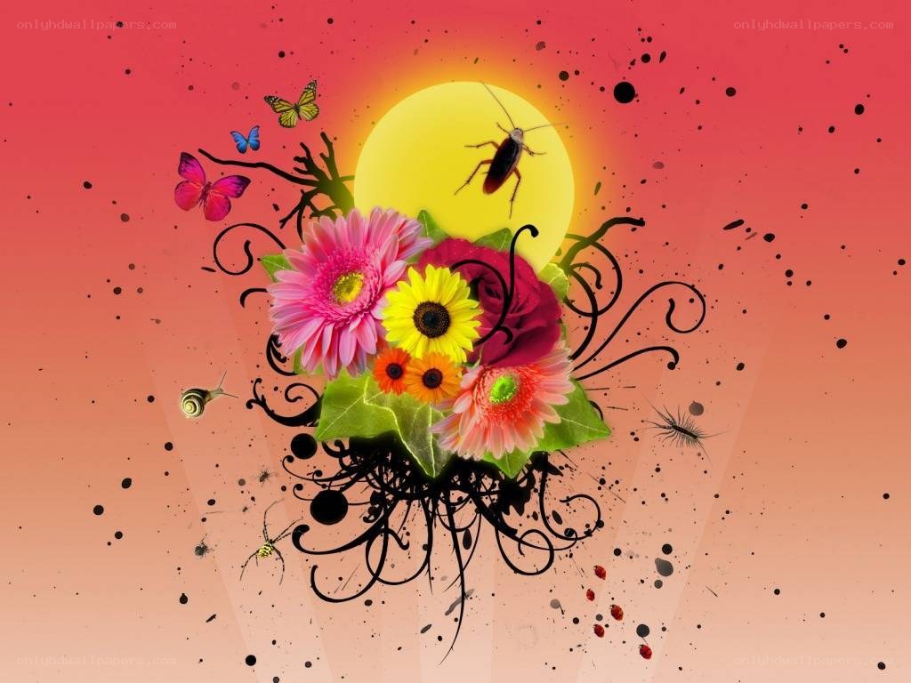 Floral and insect collage