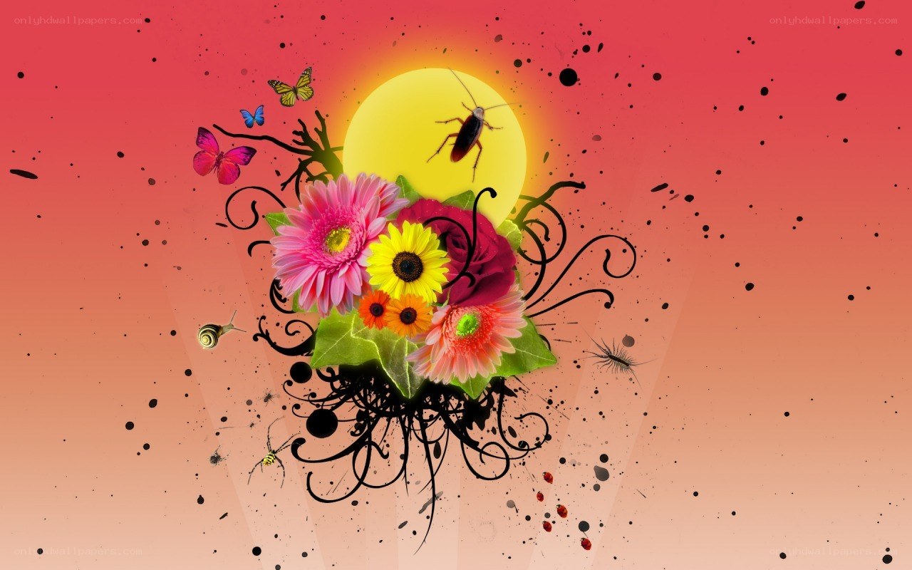Floral and insect collage