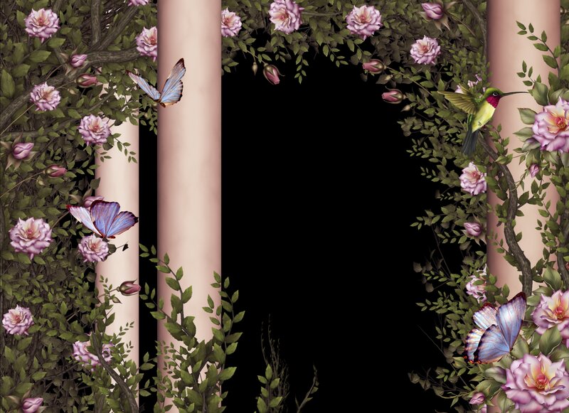 Floral Arch with Birds and Butterflies