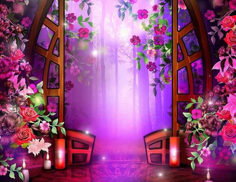 Floral Archway in Forest — Purple
