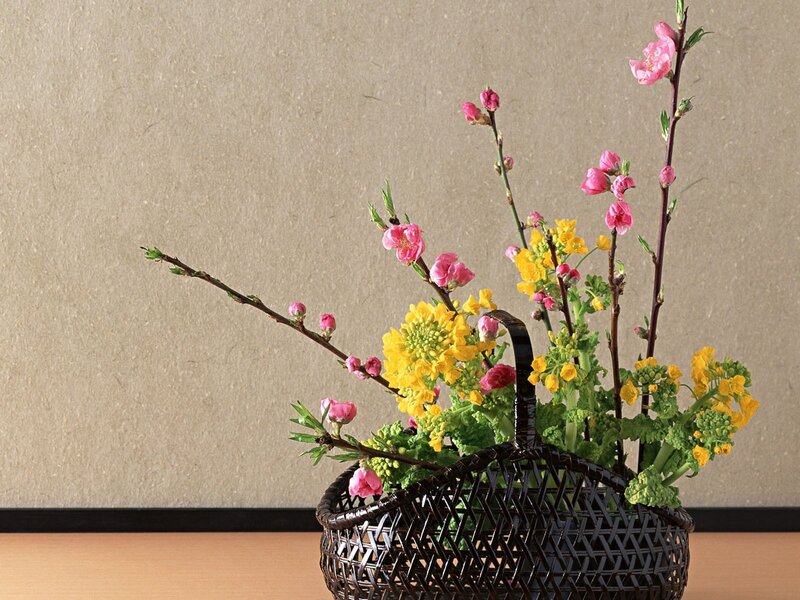 Floral arrangement in a basket