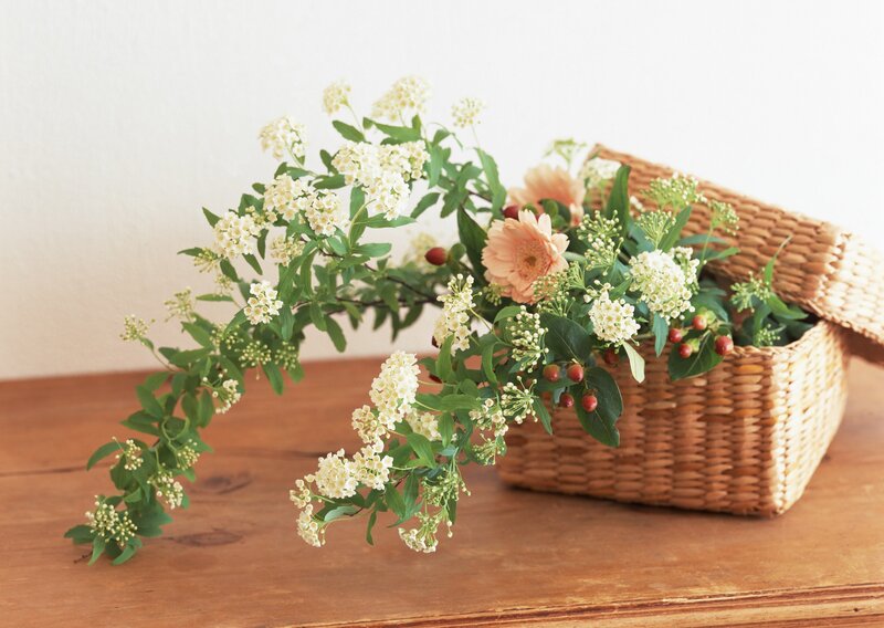 Floral arrangement in a basket