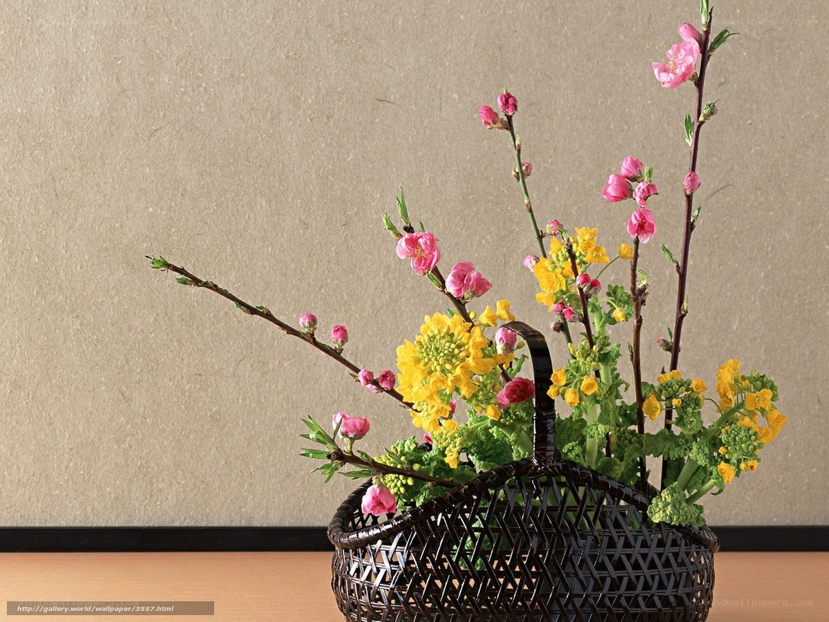 Floral arrangement in a basket
