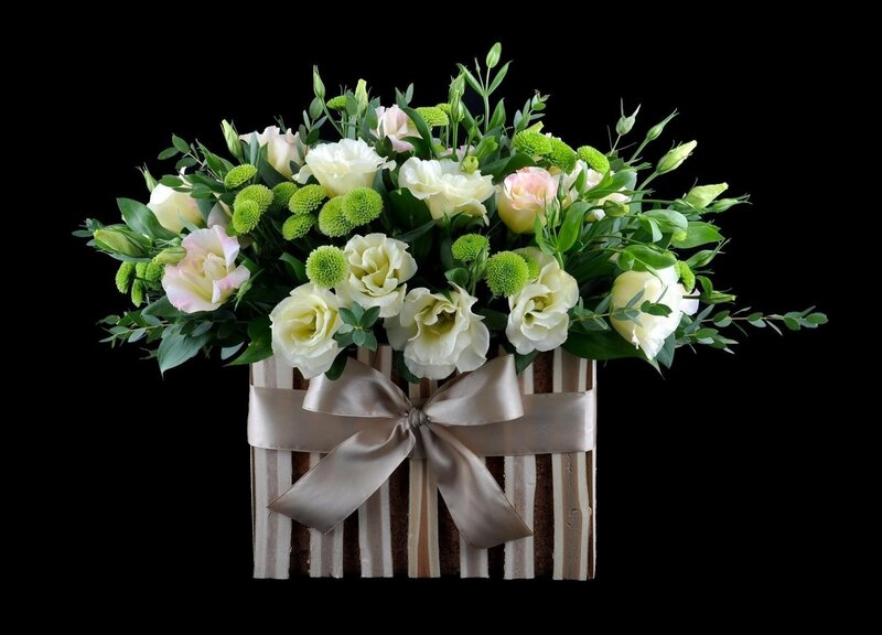 Floral arrangement in a box