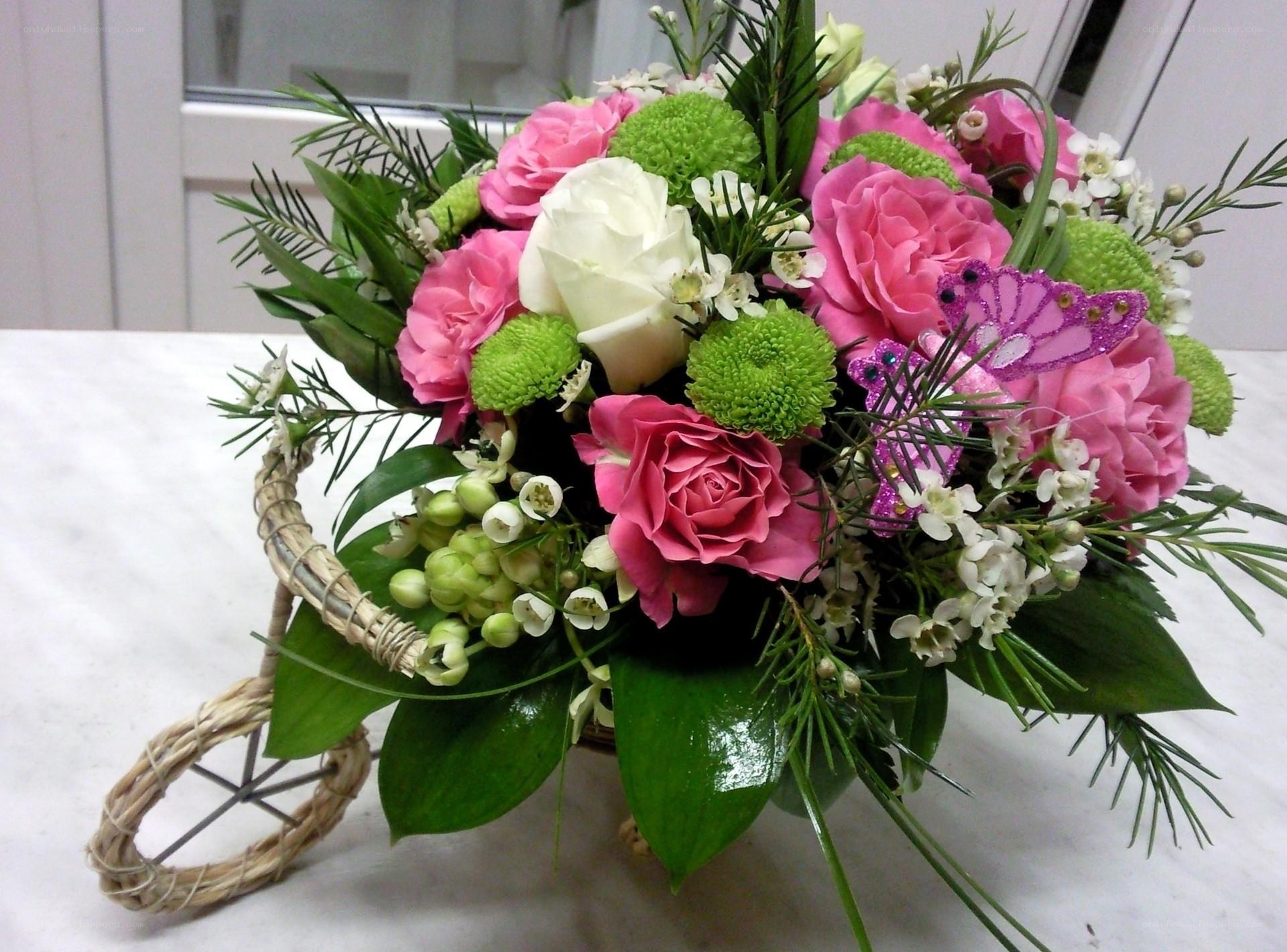 Floral arrangement in basket