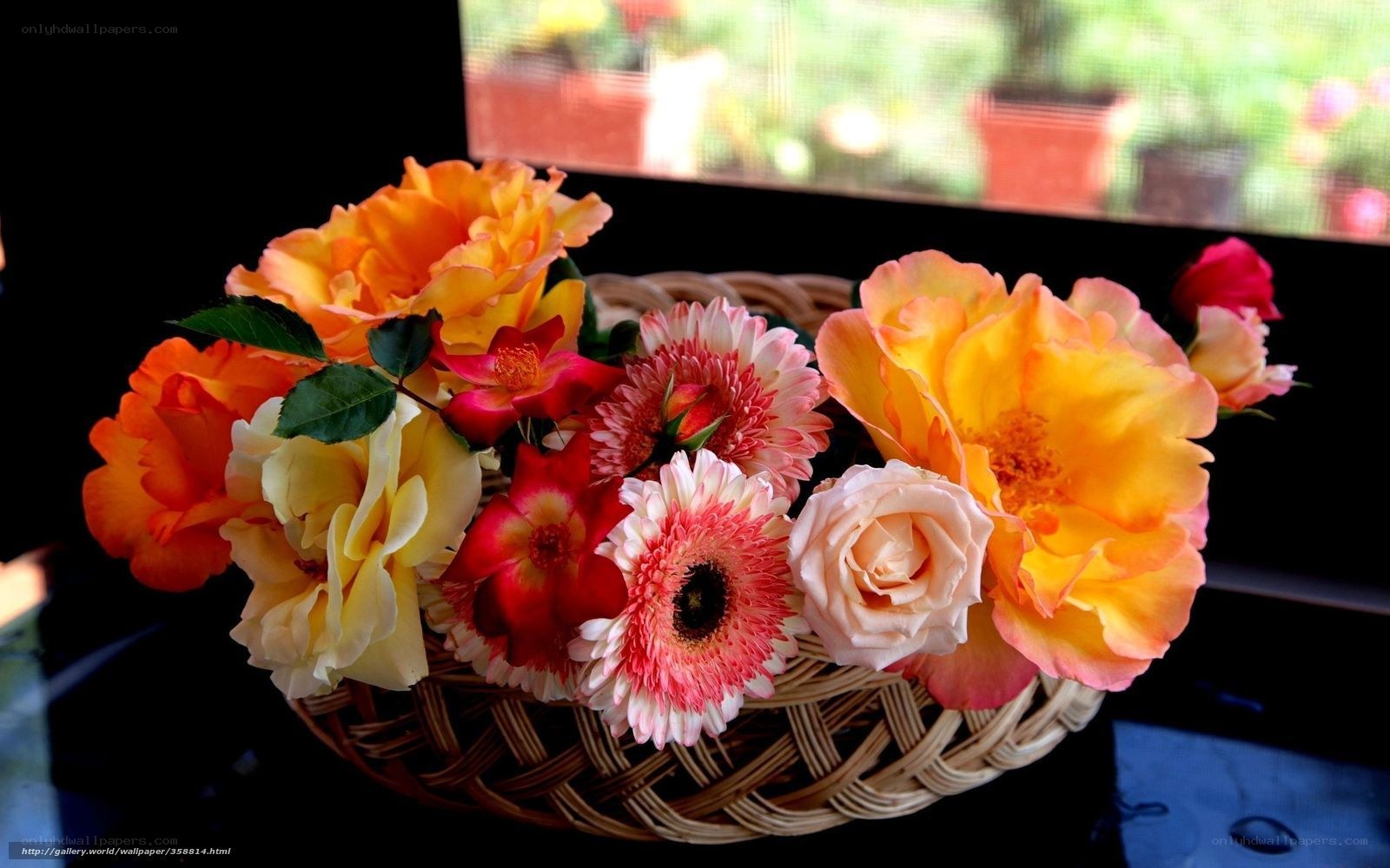 Floral arrangement in basket