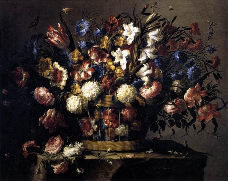 Floral Arrangement in Basket — White