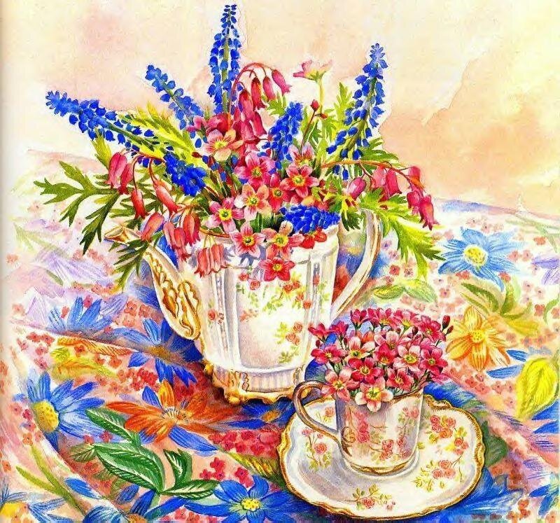 Floral Arrangement in Teapot