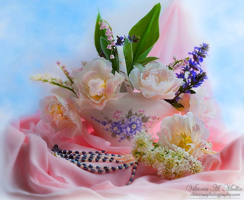 Floral Arrangement in Vase — Pink, Serene, Photograph