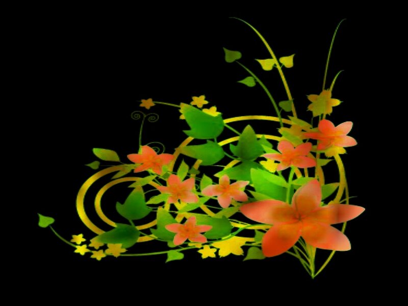 Floral Arrangement on Black — Green