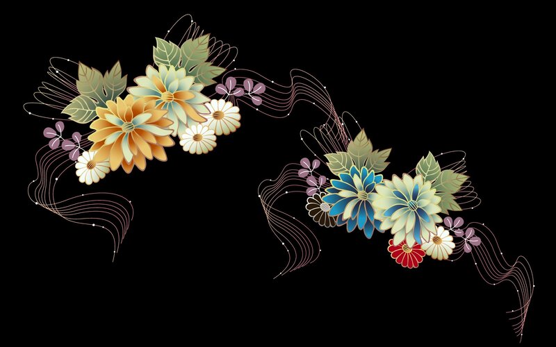 Floral Arrangement on Black — Ornate