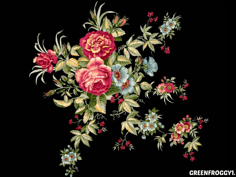 Floral Arrangement on Black