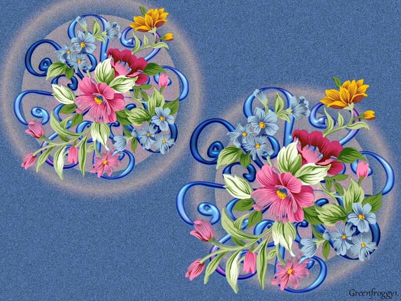 Floral Arrangement on Blue