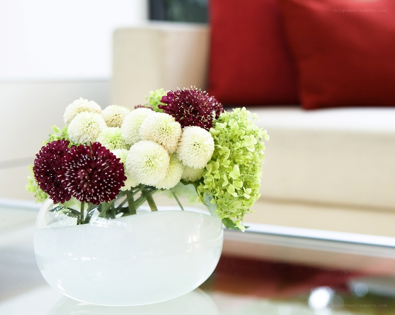 Floral arrangement on coffee table