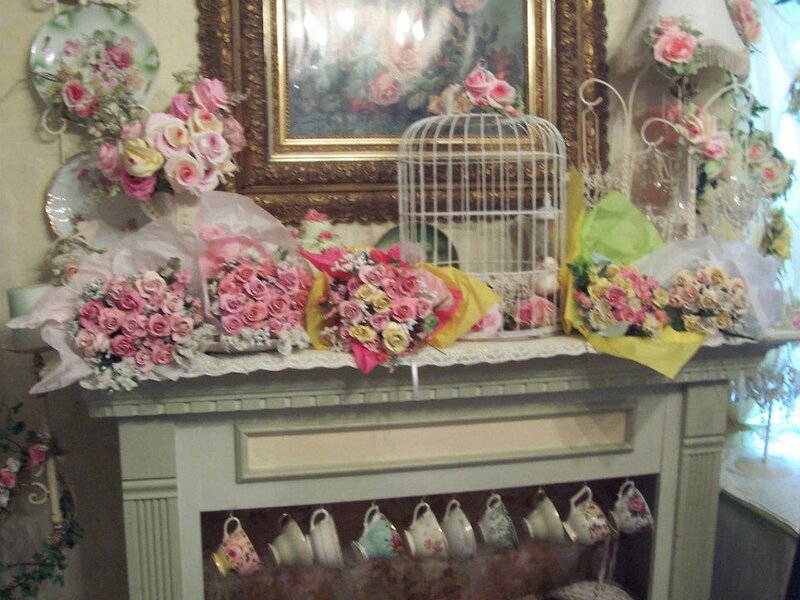 Floral Arrangement on Mantel