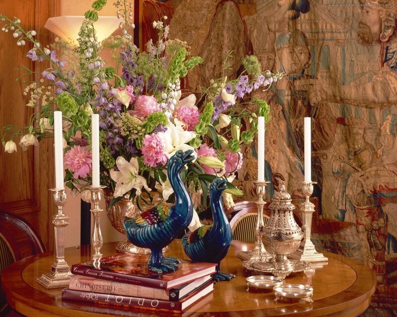 Floral Arrangement on Table — Blue
