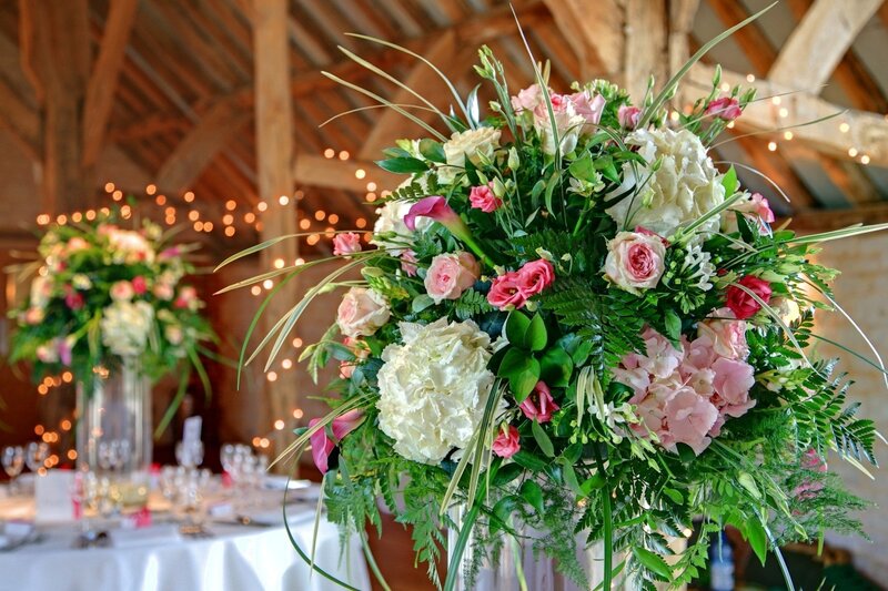 Floral Arrangement on Table — Pink